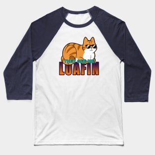 They See Me Loafin' - Orange n White Cat Baseball T-Shirt